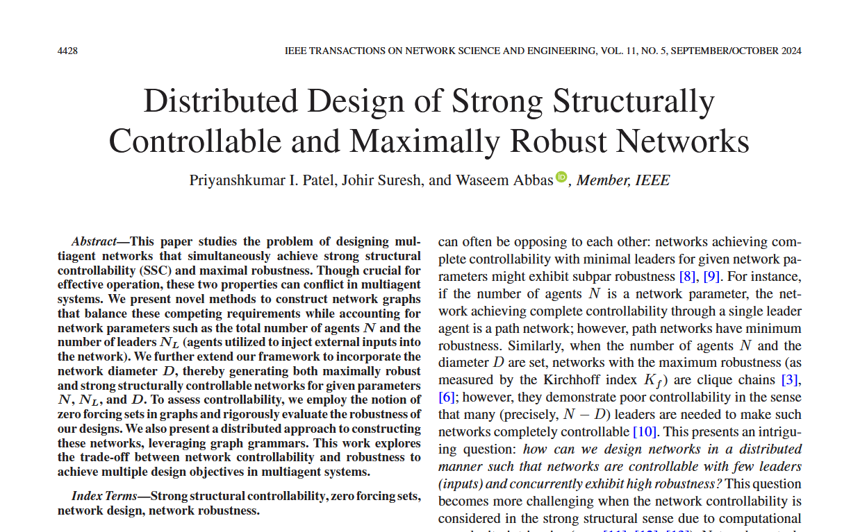 IEEE Transactions on Network Science and Engineering paper